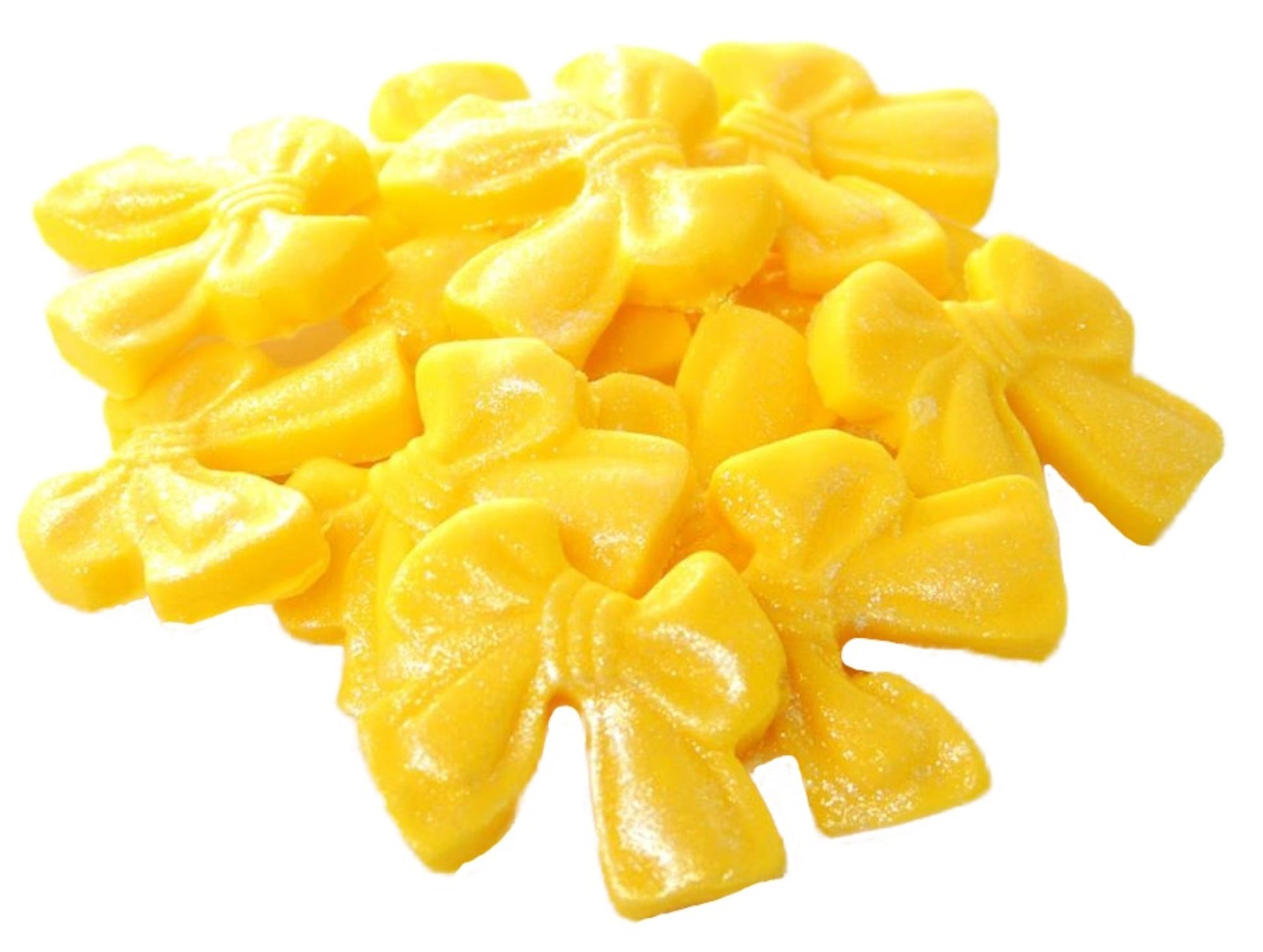 12 Edible Yellow Vegan Glittered Bows - Vegan, Dairy & Gluten Free cupcake toppers