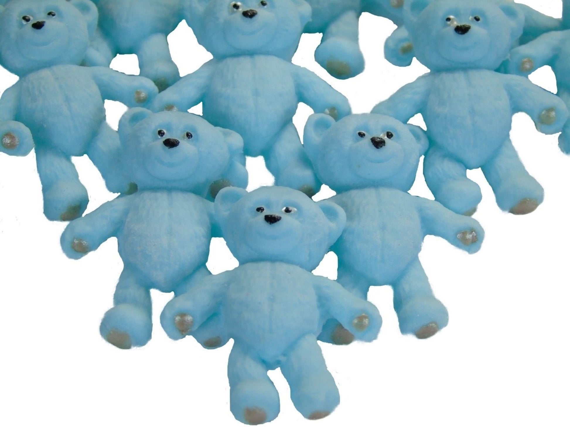 12 Vegan Teddies Blue Coloured Cupcake Cake Decorations