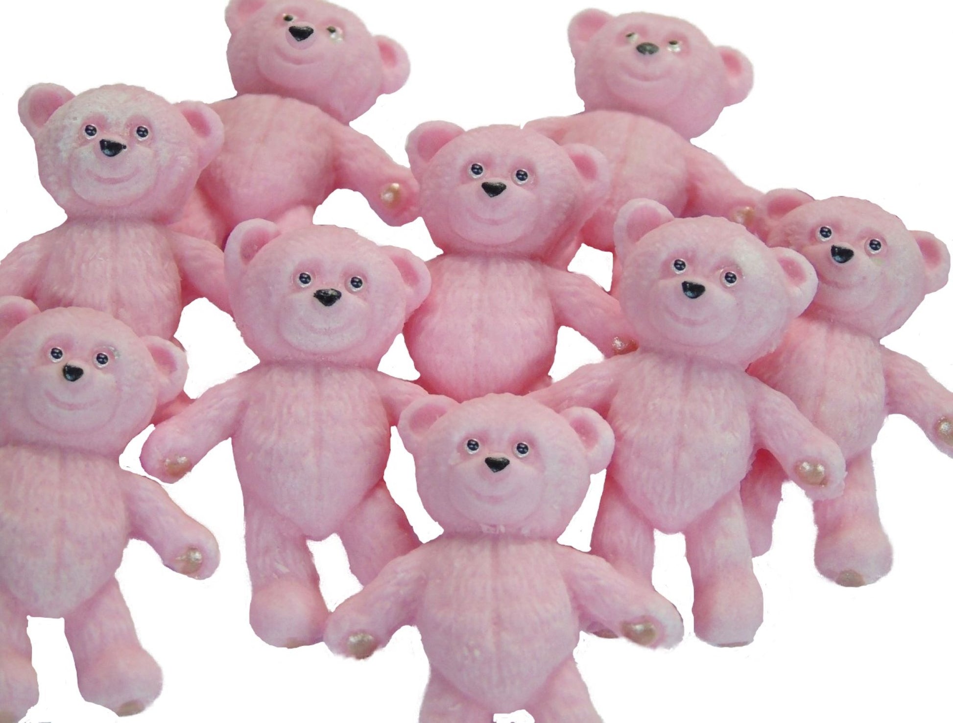 12 Vegan Teddies Pink Coloured Cupcake Cake Decorations
