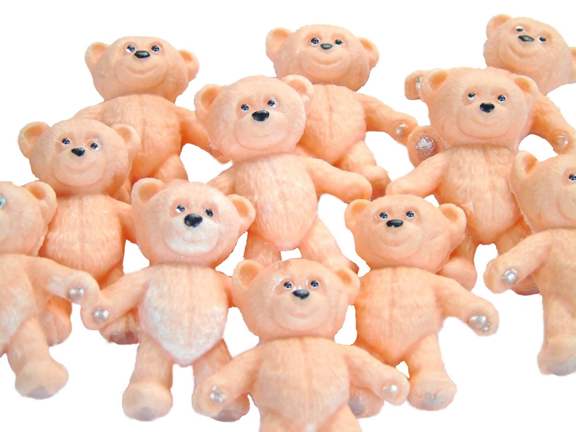 12 Vegan Teddies Peach Coloured Cupcake Cake Decorations