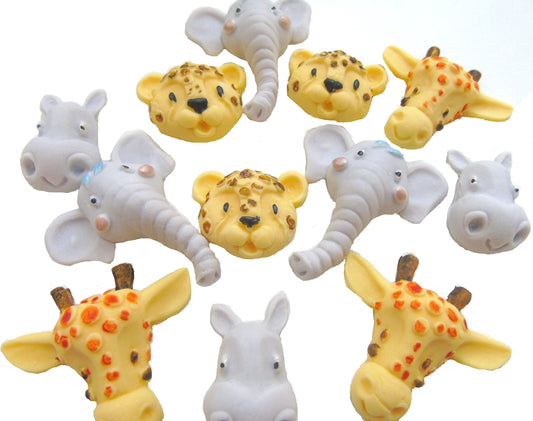 Safari Animals faces Ideal Birthday Baby Shower Vegan Cupcake Toppers