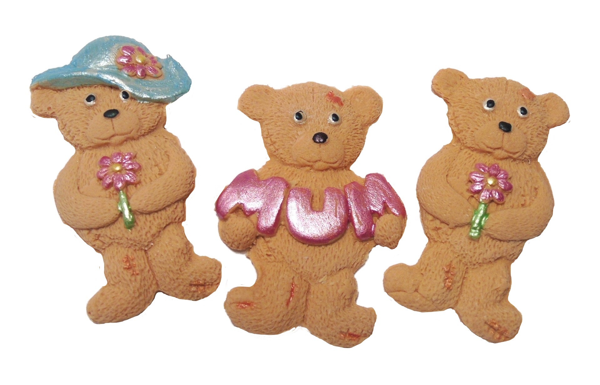 brown Vegan Teddys Mum Birthday Cupcake Toppers Cake Decorations