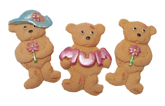 brown Vegan Teddys Mum Birthday Cupcake Toppers Cake Decorations