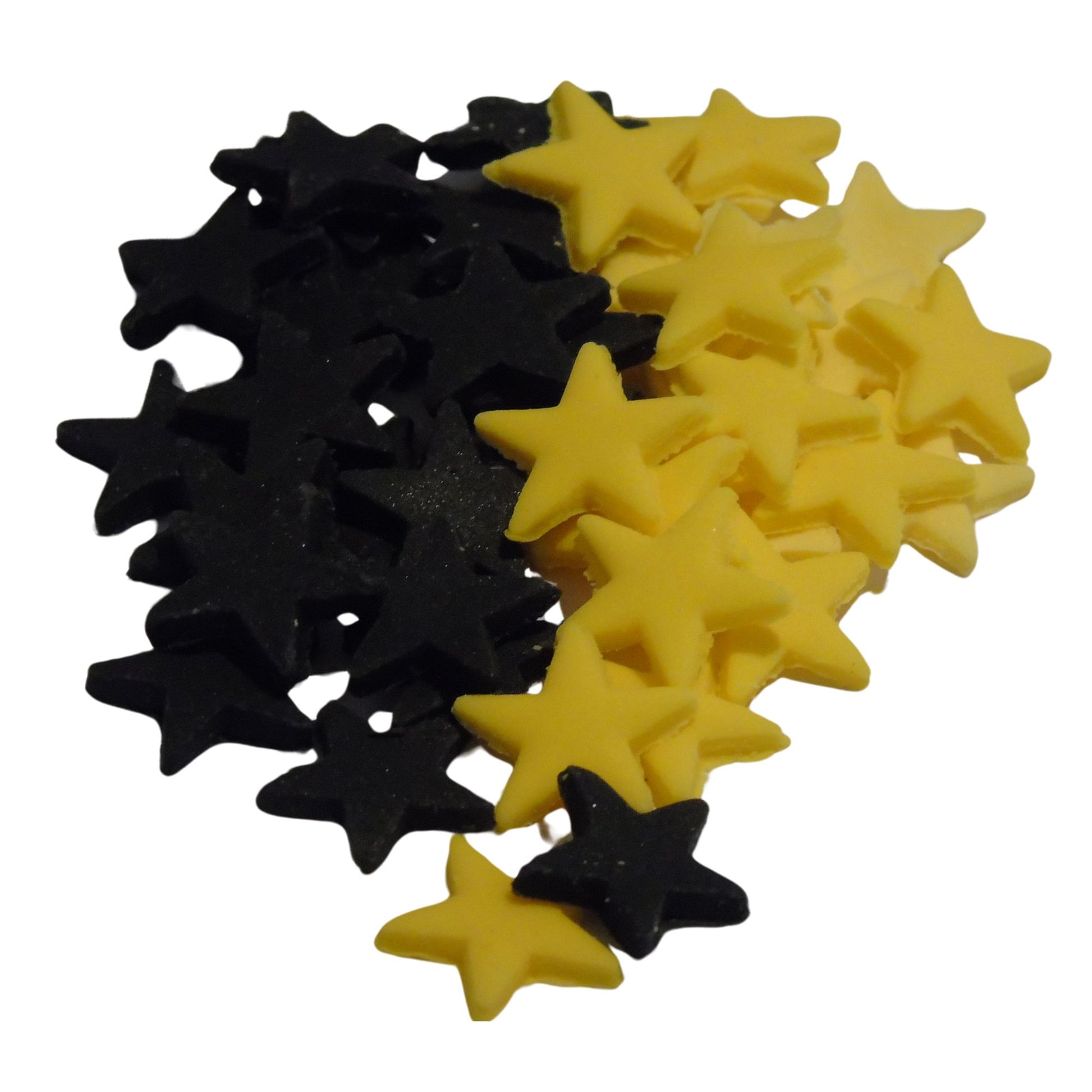40 Black and Yellow mix of edible stars