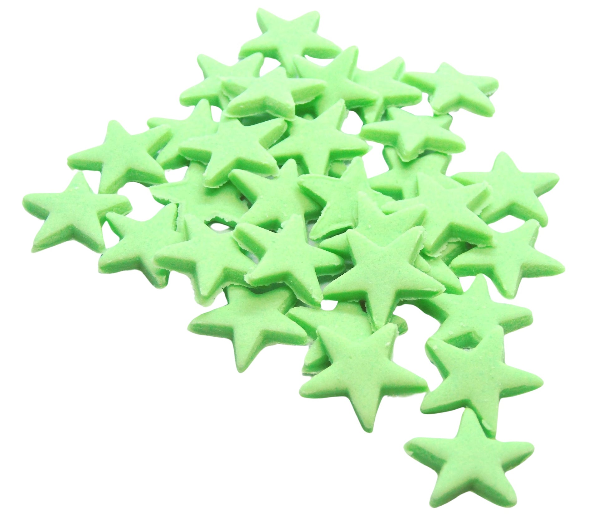 40 edible ready to use green stars cupcake topper decorations