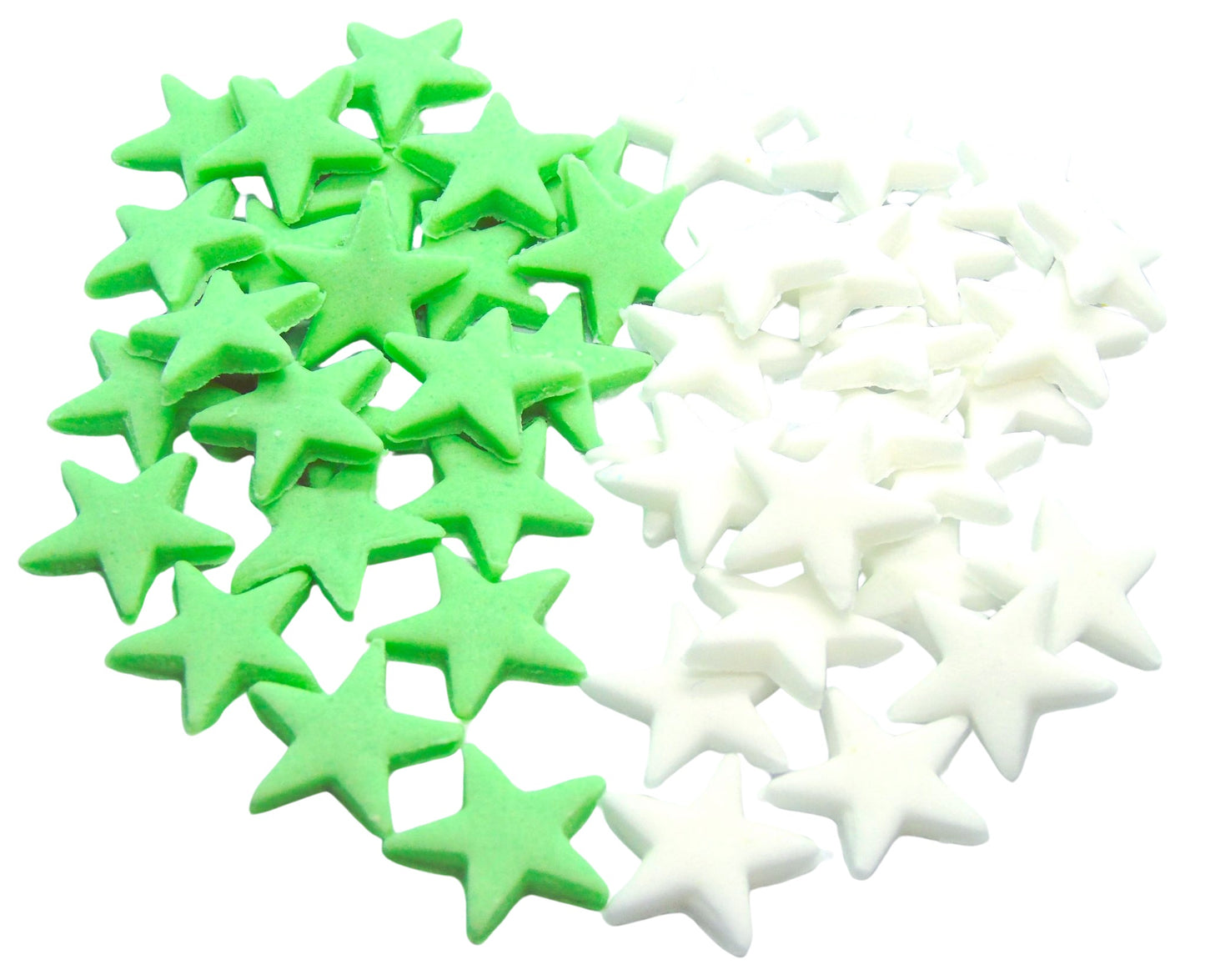 40 Green and white mix of edible stars