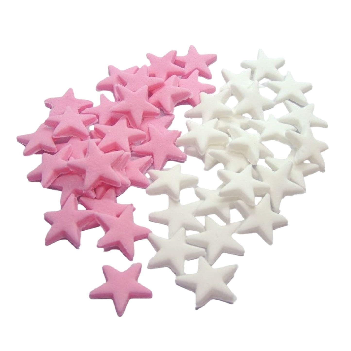 40 Pink and white mix of edible stars on a white background