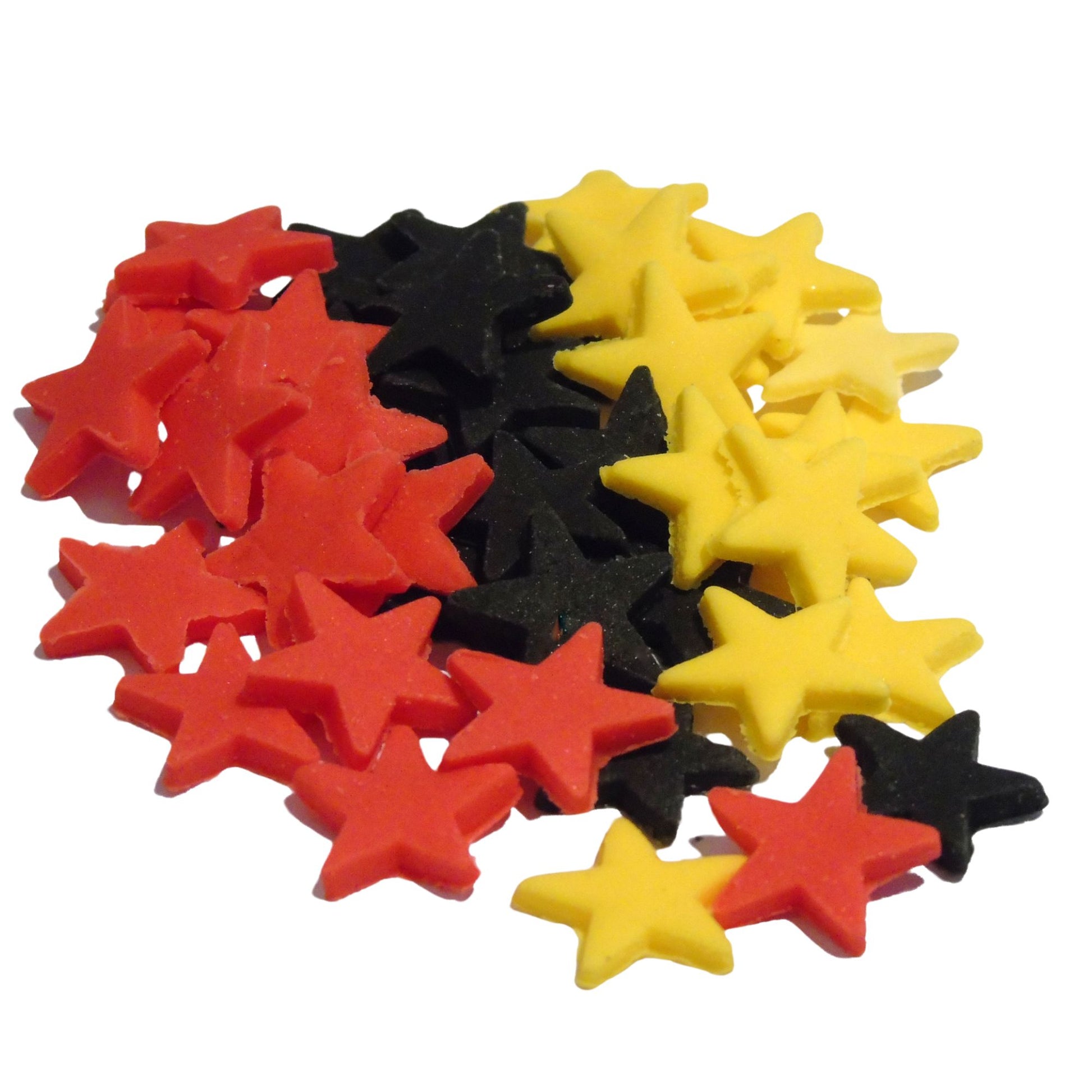 40 Red Black and Yellow mix of edible stars