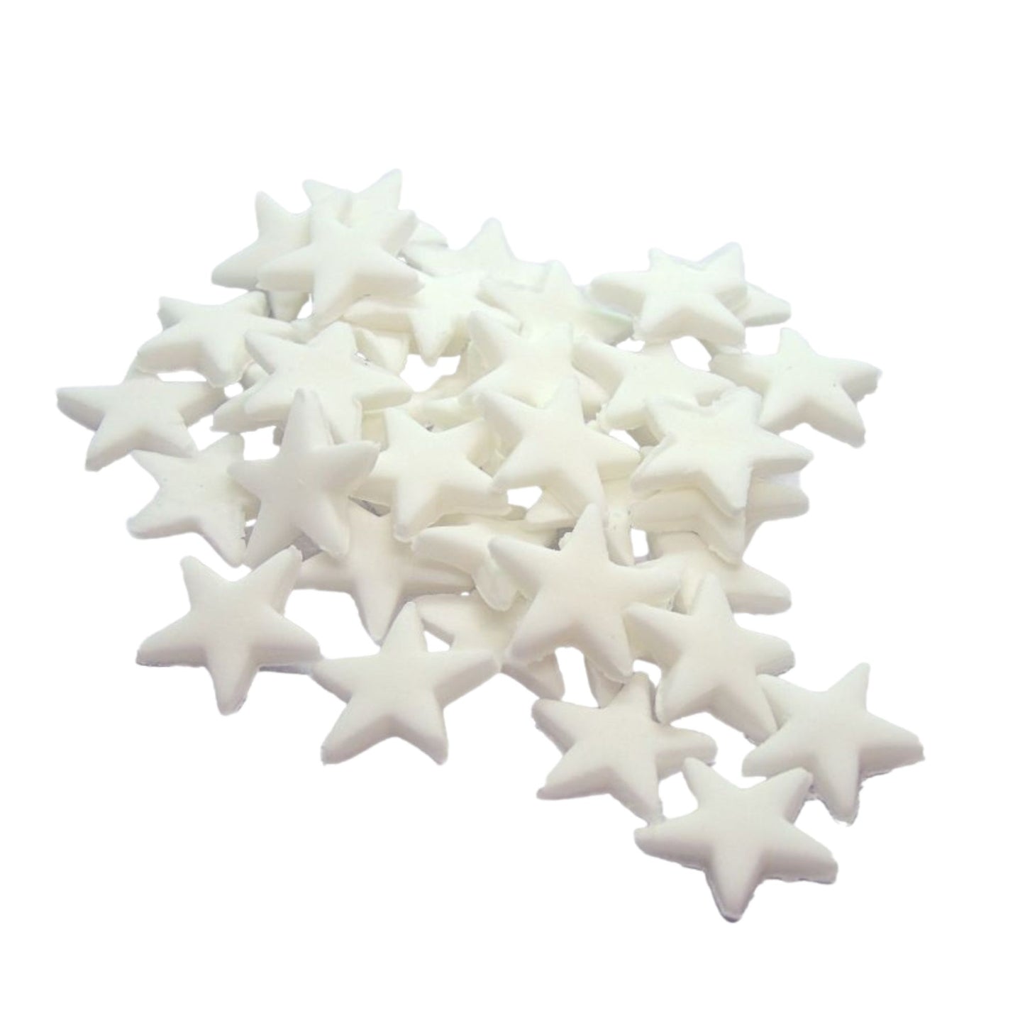 40 edible ready to use white stars cupcake topper decorations