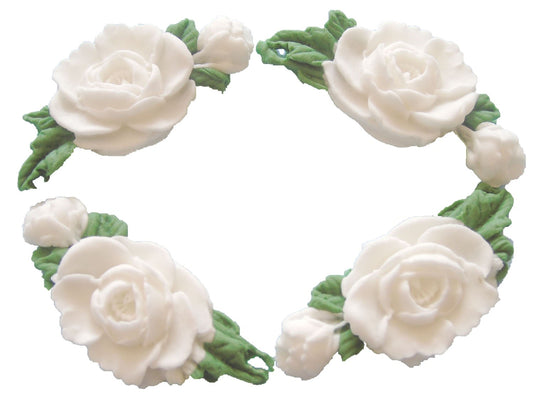 4 Edible White Rose Garland Wedding Birthday Vegan Garland Cake Decorations
