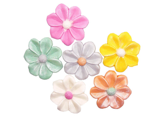 6 Easter glittered pastel flowers handmade dairy and gluten free