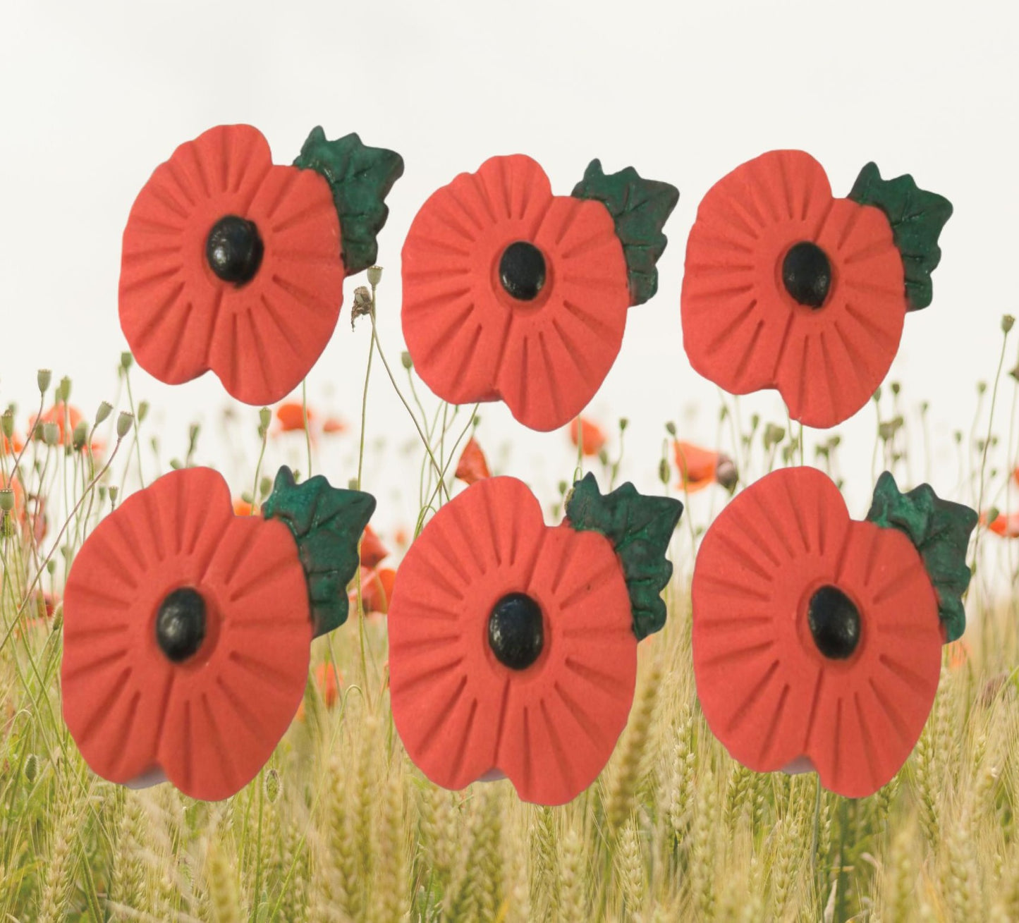 6 Edible Poppies, Poppy, Cupcake Cake Toppers