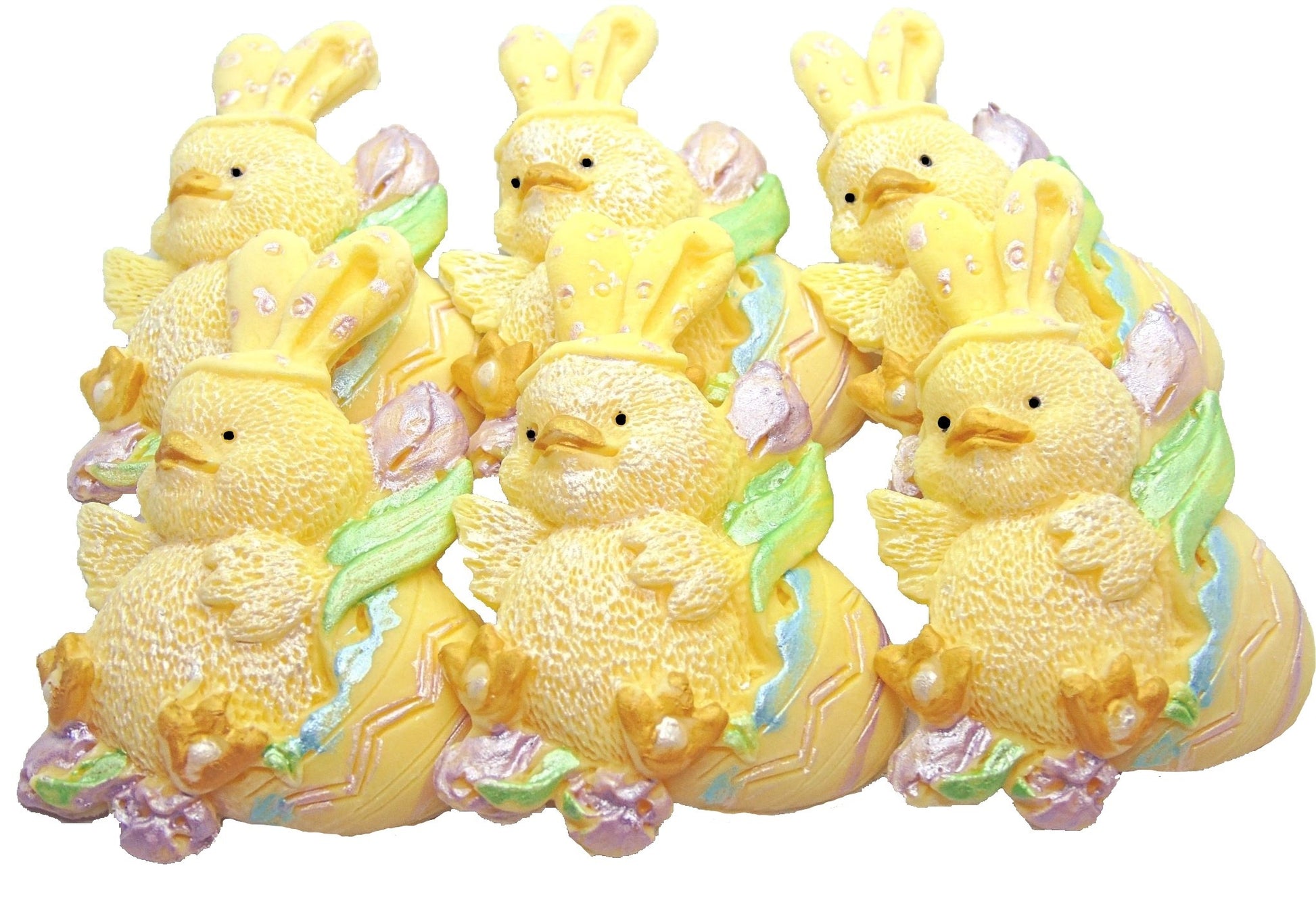 Edible vegan easter baby shower chick cupcake toppers Yellow set