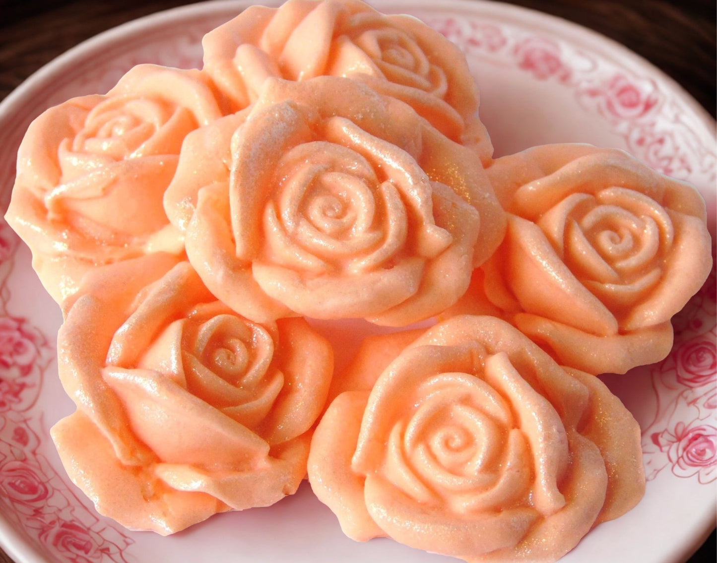 6 Large Glittered Coloured Roses Vegan Edible Cake Topper