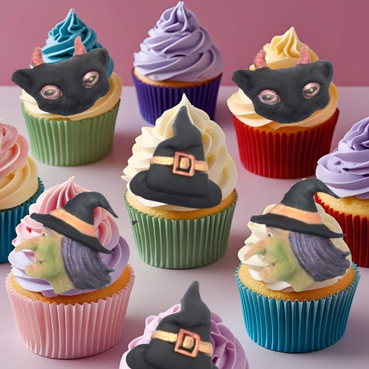 Set Great Halloween Trick n Treat Vegan Edible cupcake Toppers
