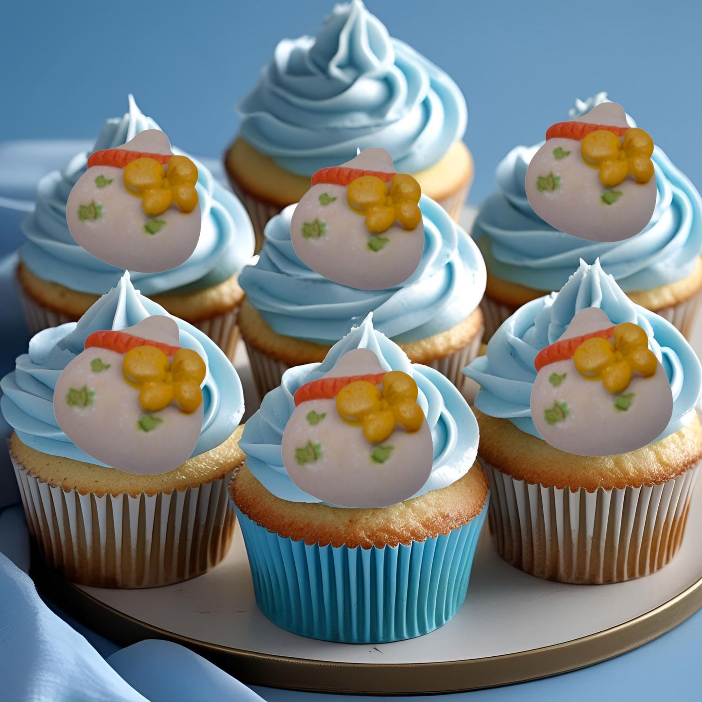 6 Chunky baby bottles on cupcakes