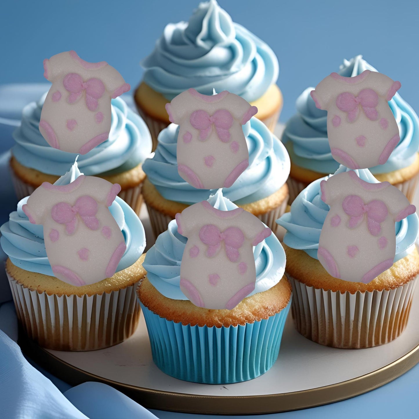 6 Chunky Baby Vests Baby Shower Edible Cupcake Toppers