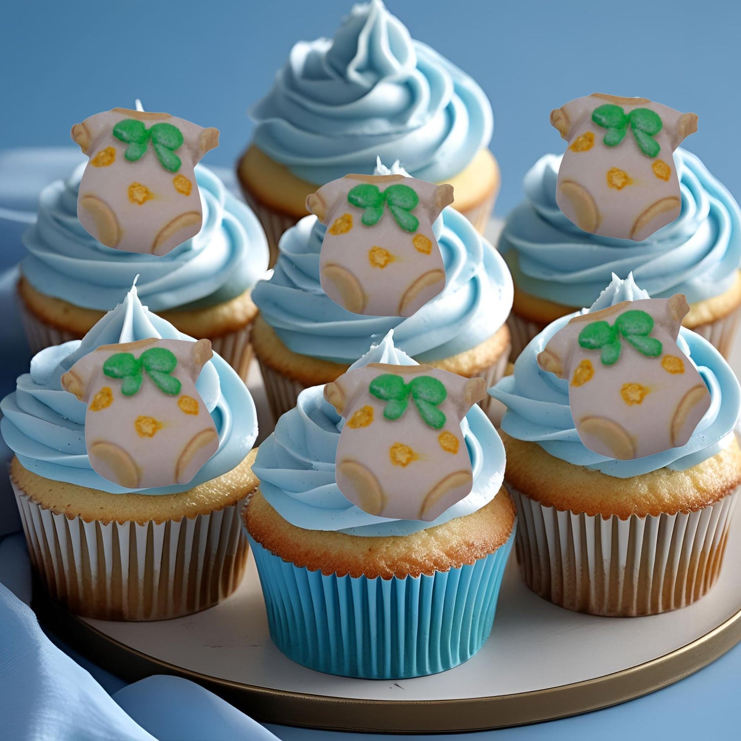 6 Chunky Baby Vests Baby Shower Edible Cupcake Toppers