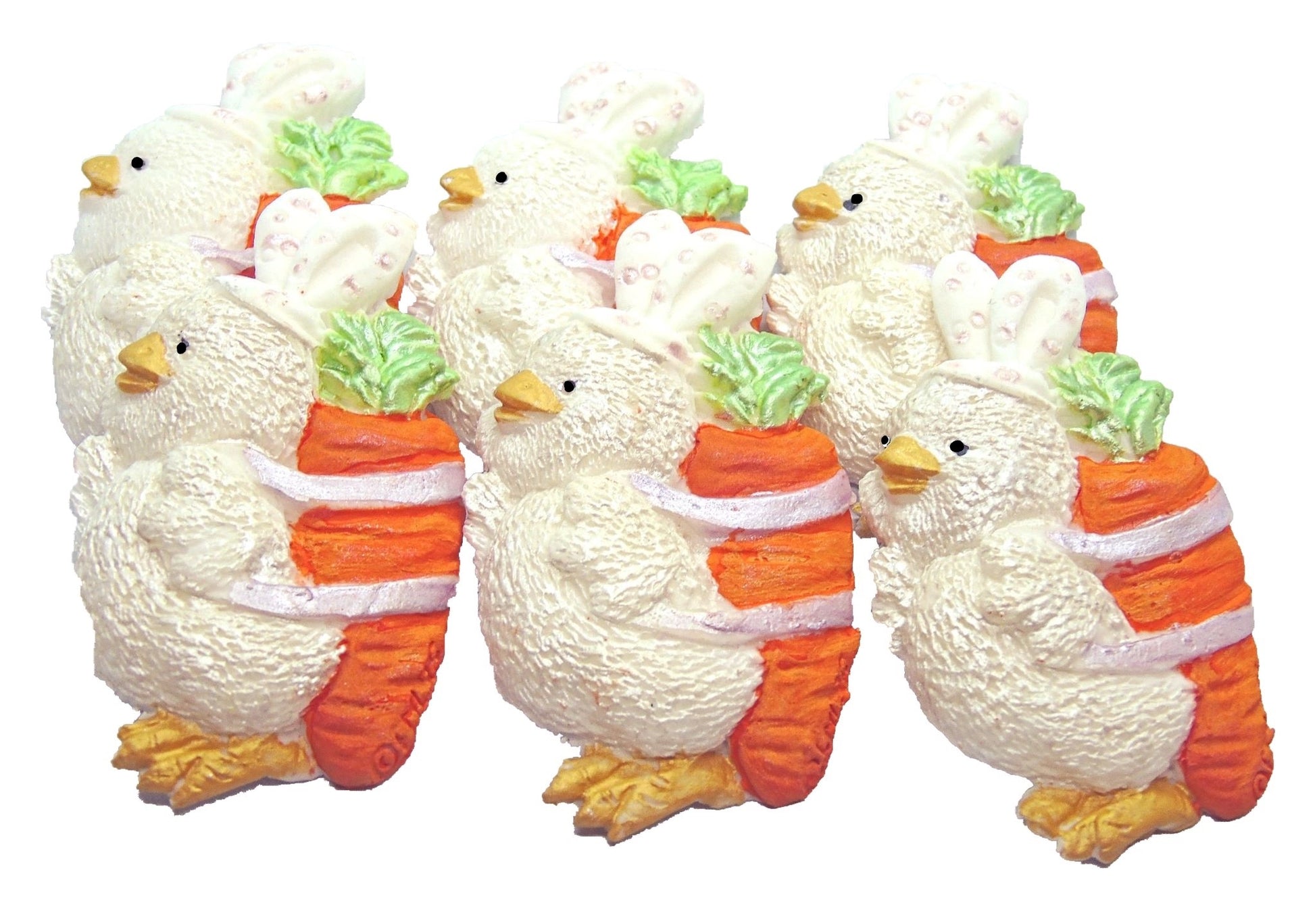 6 Baby Carrot White Chicks Vegan Handmade Cake Cupcake Toppers