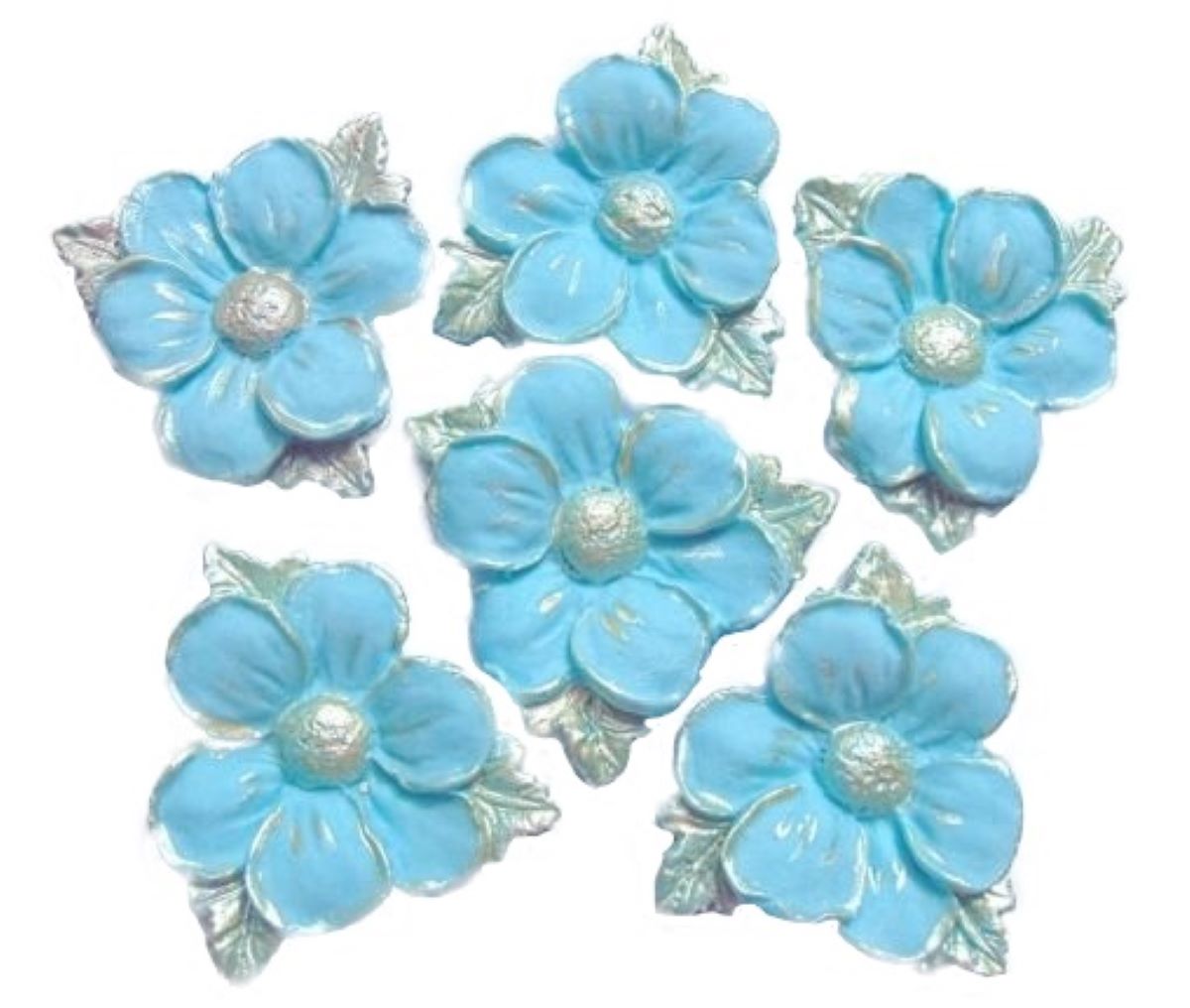 6 Handmade Blue Wedding Flowers Vegan Cake Decorations
