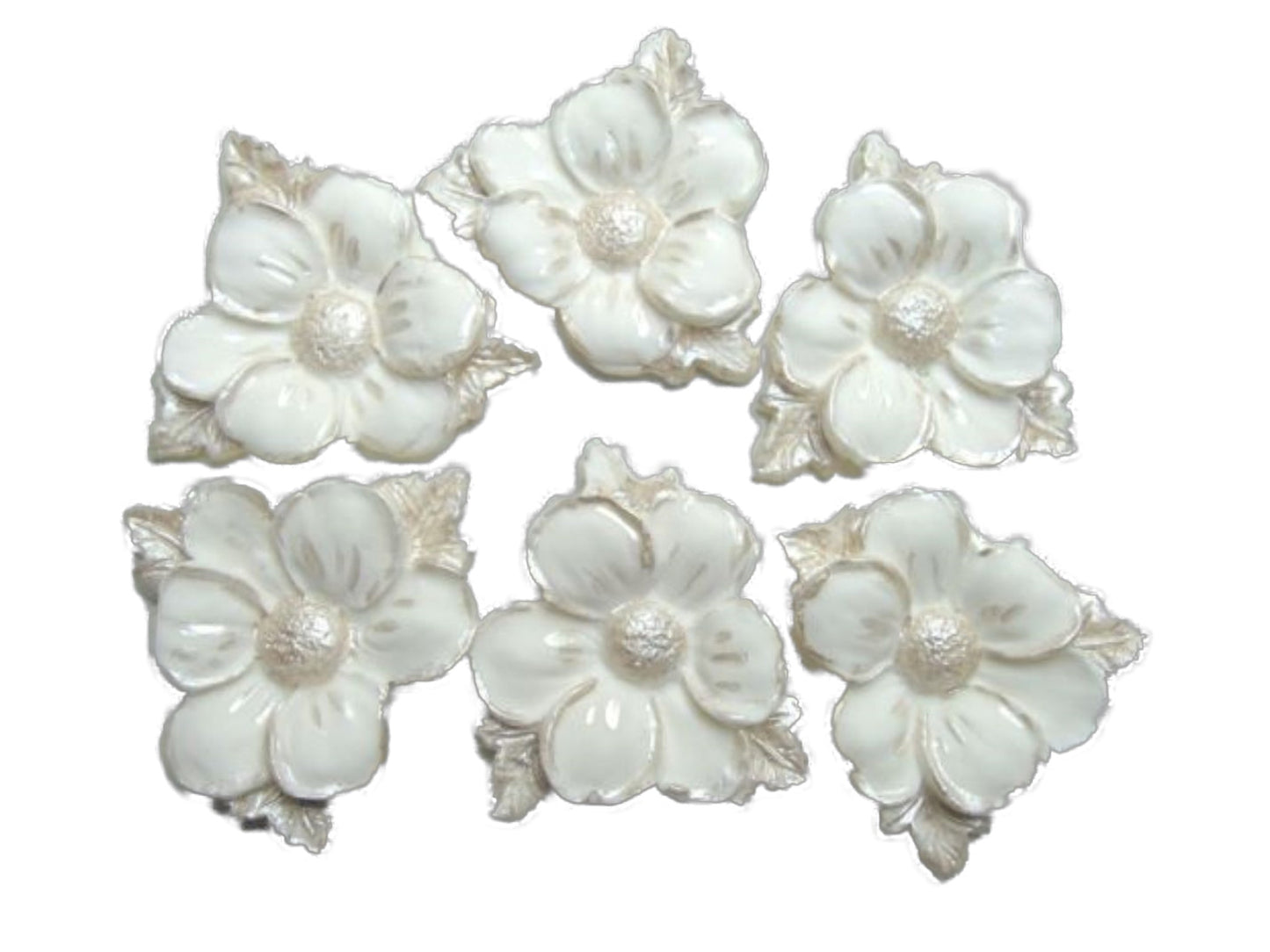 6 Handmade White Wedding Flowers Vegan Cake Decorations