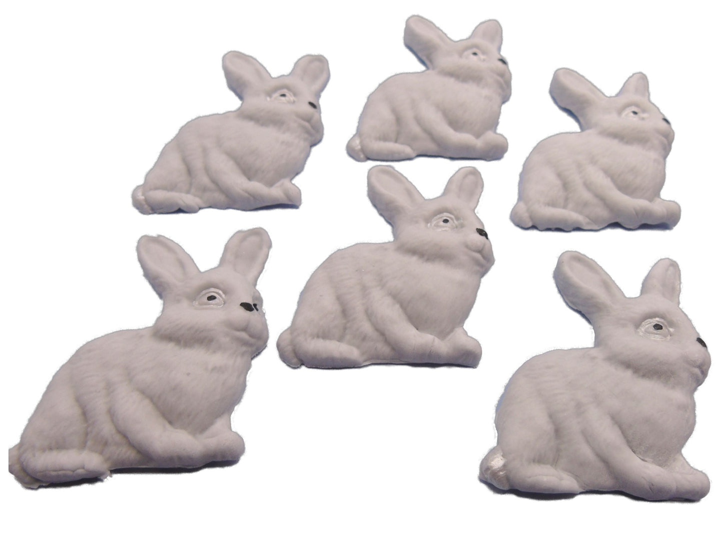 6 Edible Grey Rabbits ideal Baby Shower and Easter Cupcake Toppers