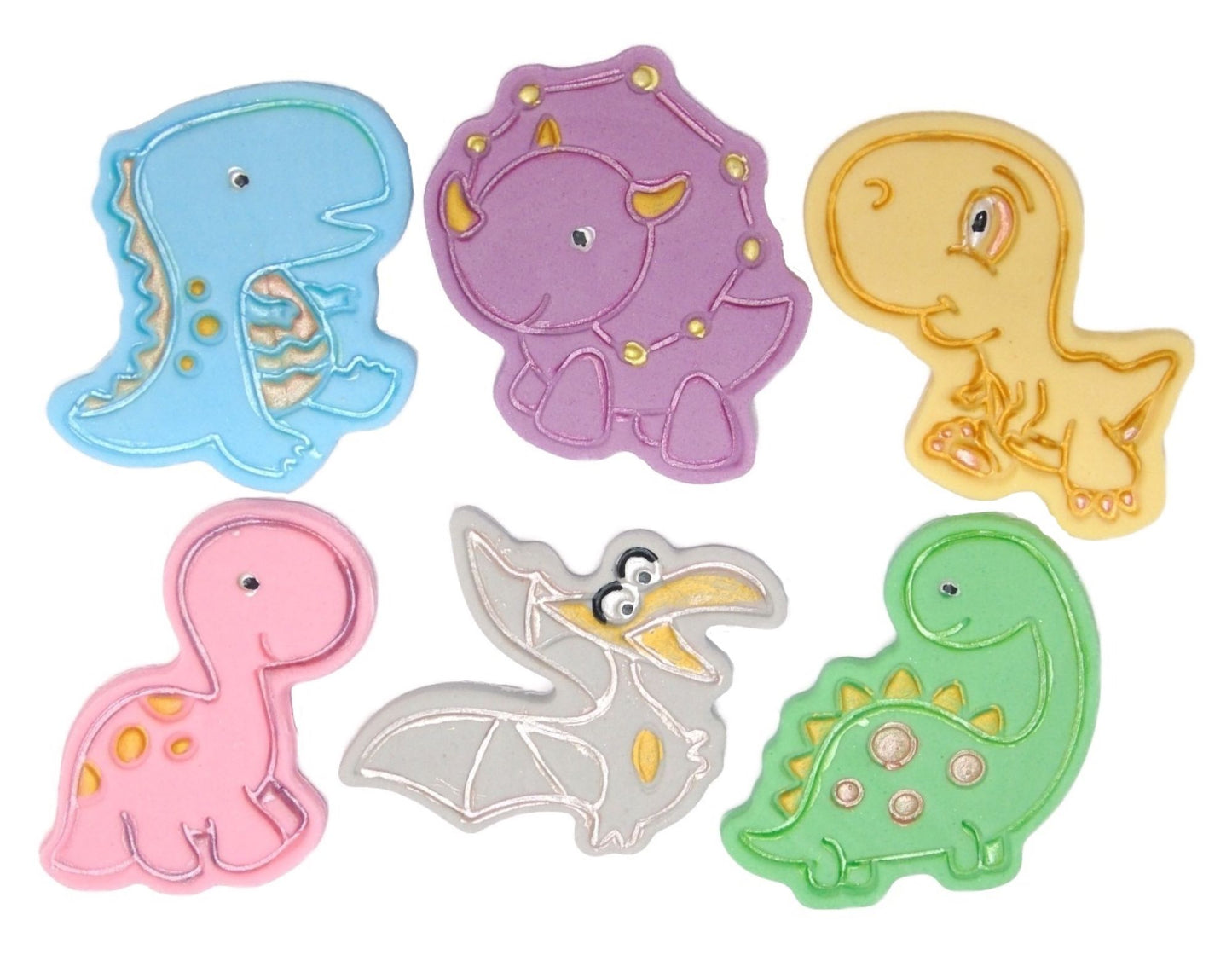 6 Mixed Edible Novelty Dinosaurs Birthday Vegan Cake Toppers