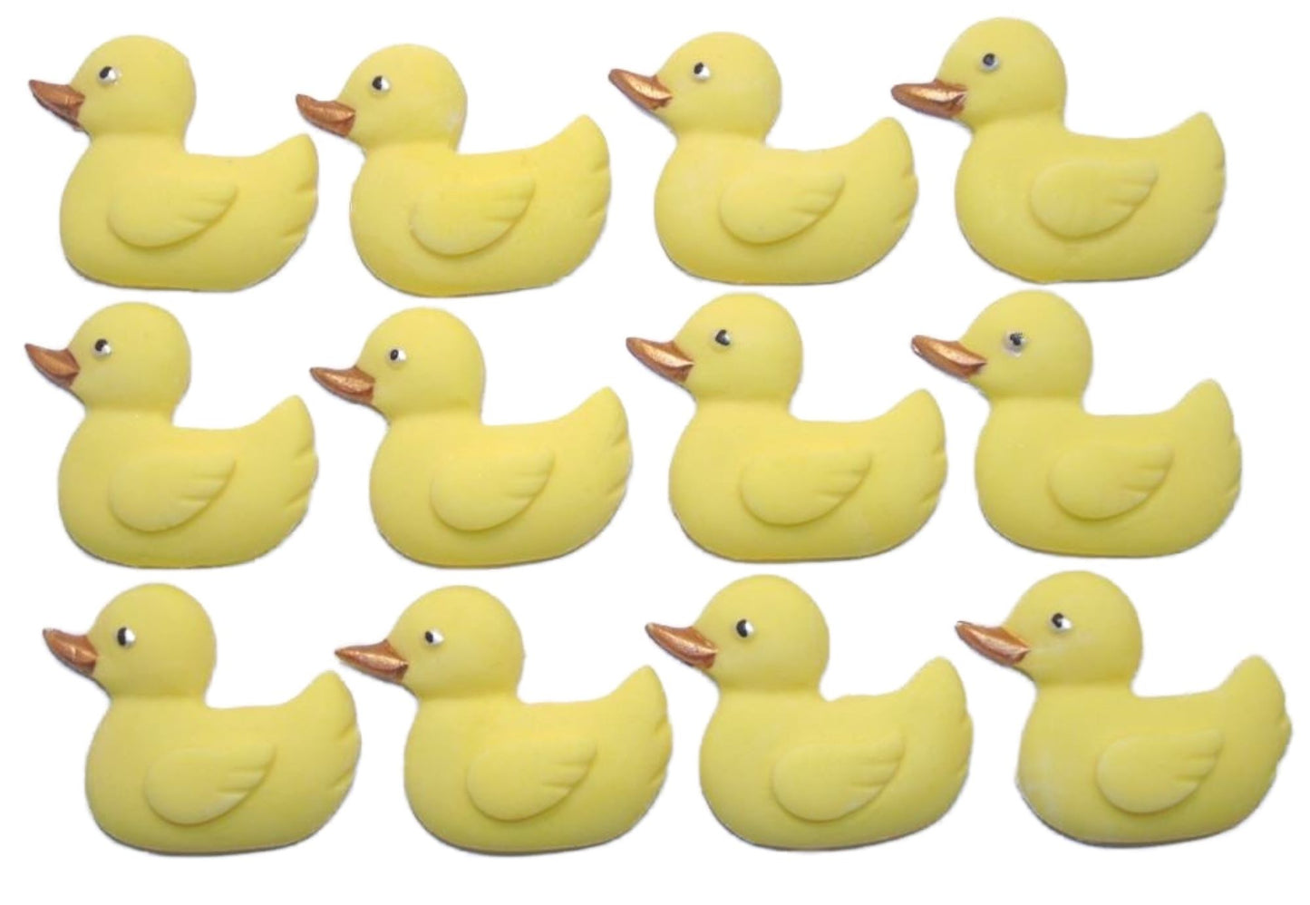 12 Edible Yellow coloured Vegan Baby Shower Ducks Cake Cupcake Toppers