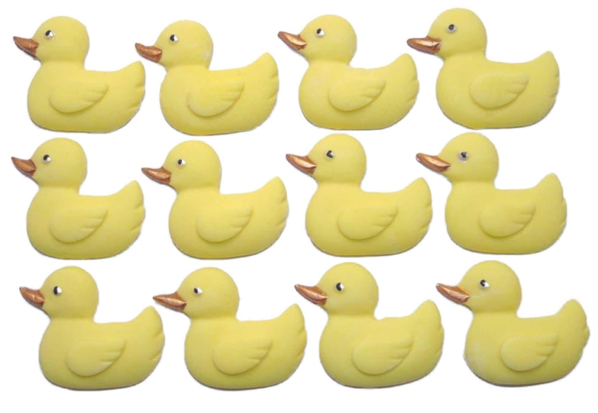 12 Edible Yellow coloured Vegan Baby Shower Ducks Cake Cupcake Toppers