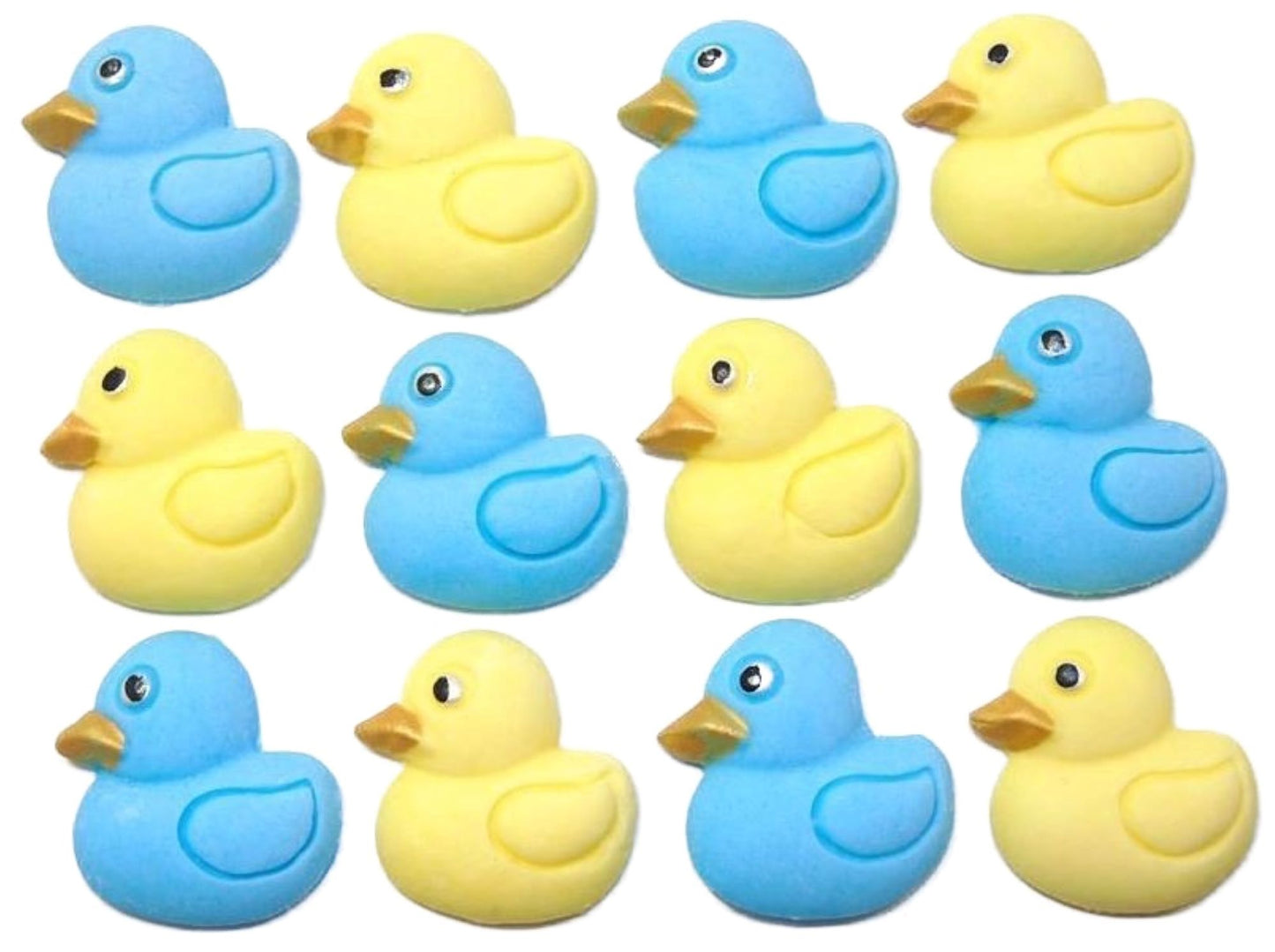 Baby Shower Vegan Cupcake Decorations 12 Blue & Yellow Mixed coloured Edible Small Ducks