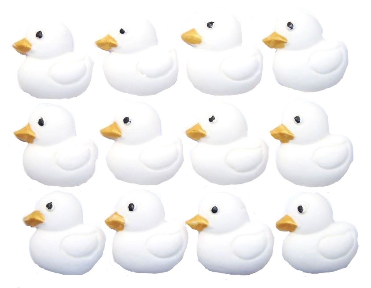 Baby Shower Vegan Cupcake Decorations 12 White Edible Small Ducks