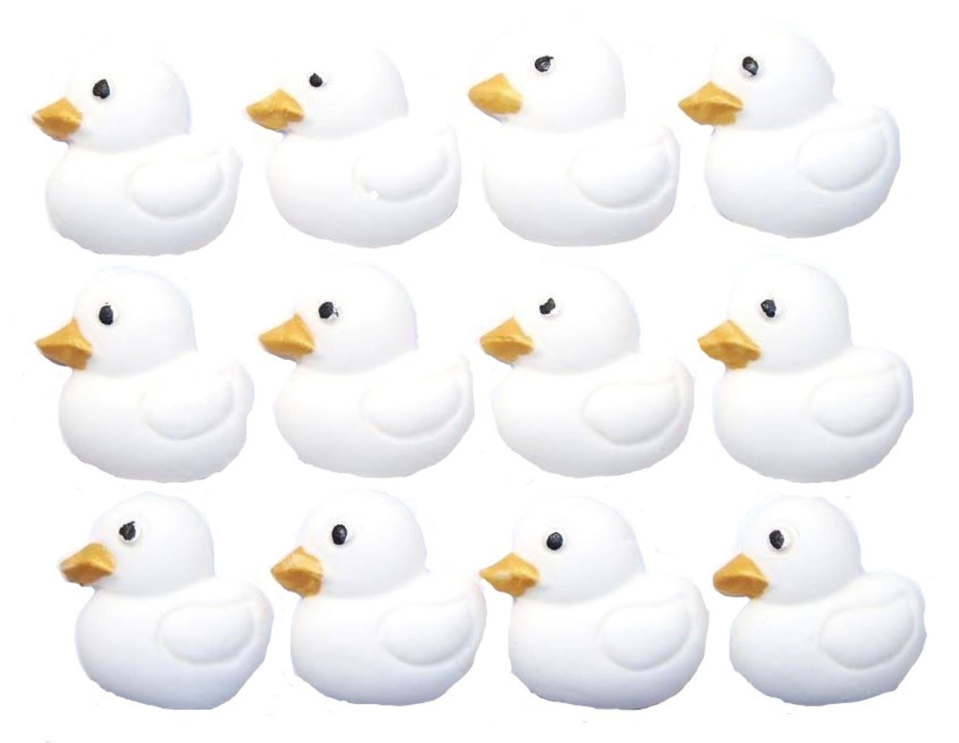 Baby Shower Vegan Cupcake Decorations 12 White Edible Small Ducks