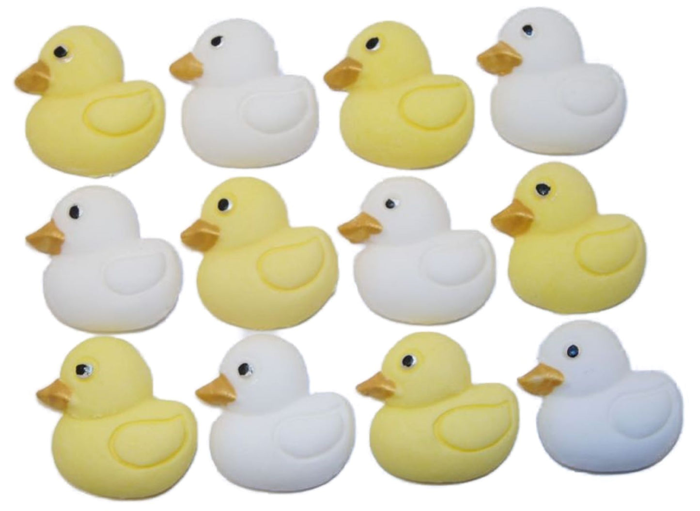 Baby Shower Vegan Cupcake Decorations 12 Yellow & White Mixed coloured Edible Small Ducks