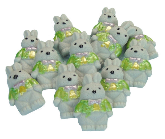 12  Grey Cute Edible little Rabbits Cupcake decorations. Suitable for  your Easter and baby shower  bakes. All are Vegan Gluten Free