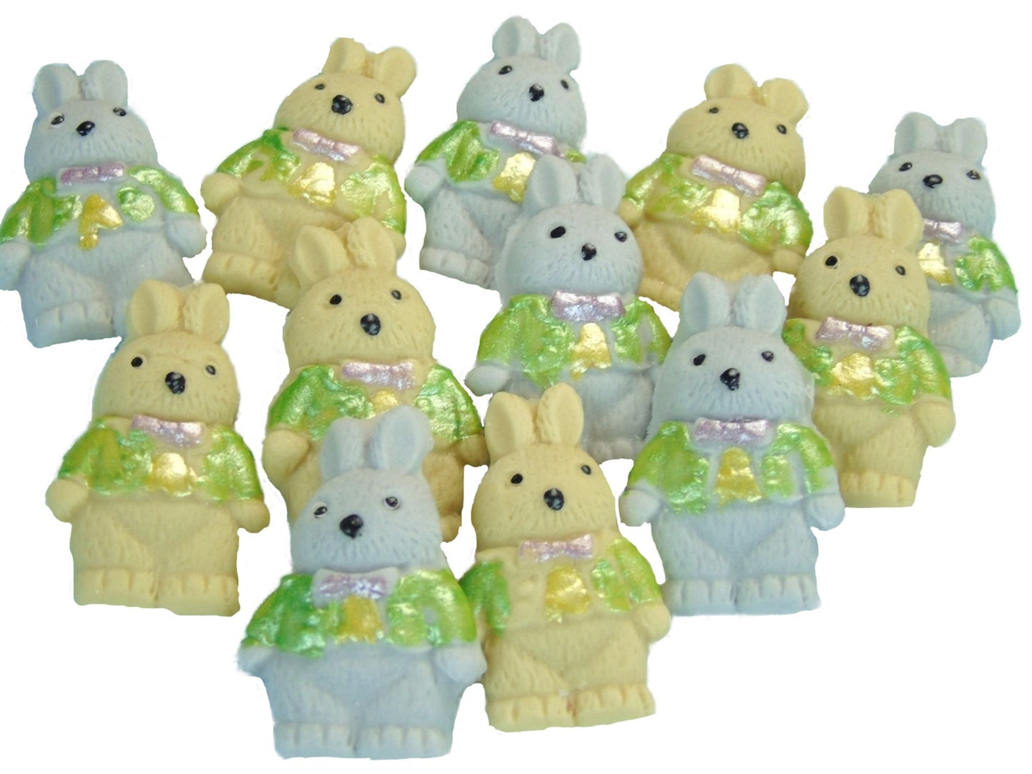 12 Mix of Cream and Grey Cute Edible little Rabbits Cupcake decorations. Suitable for  your Easter and baby shower  bakes. All are Vegan Gluten Free