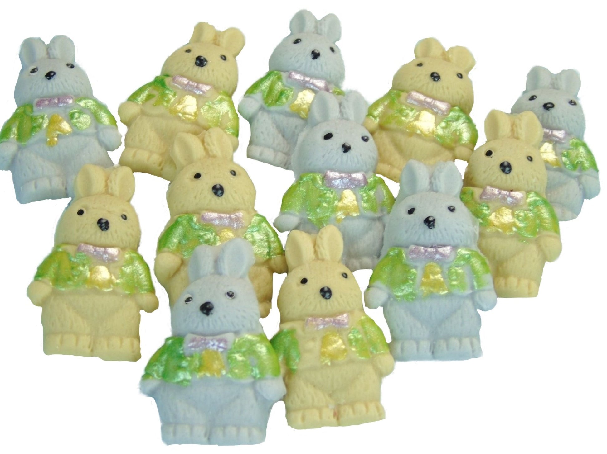 12 Mix of Cream and Grey Cute Edible little Rabbits Cupcake decorations. Suitable for  your Easter and baby shower  bakes. All are Vegan Gluten Free