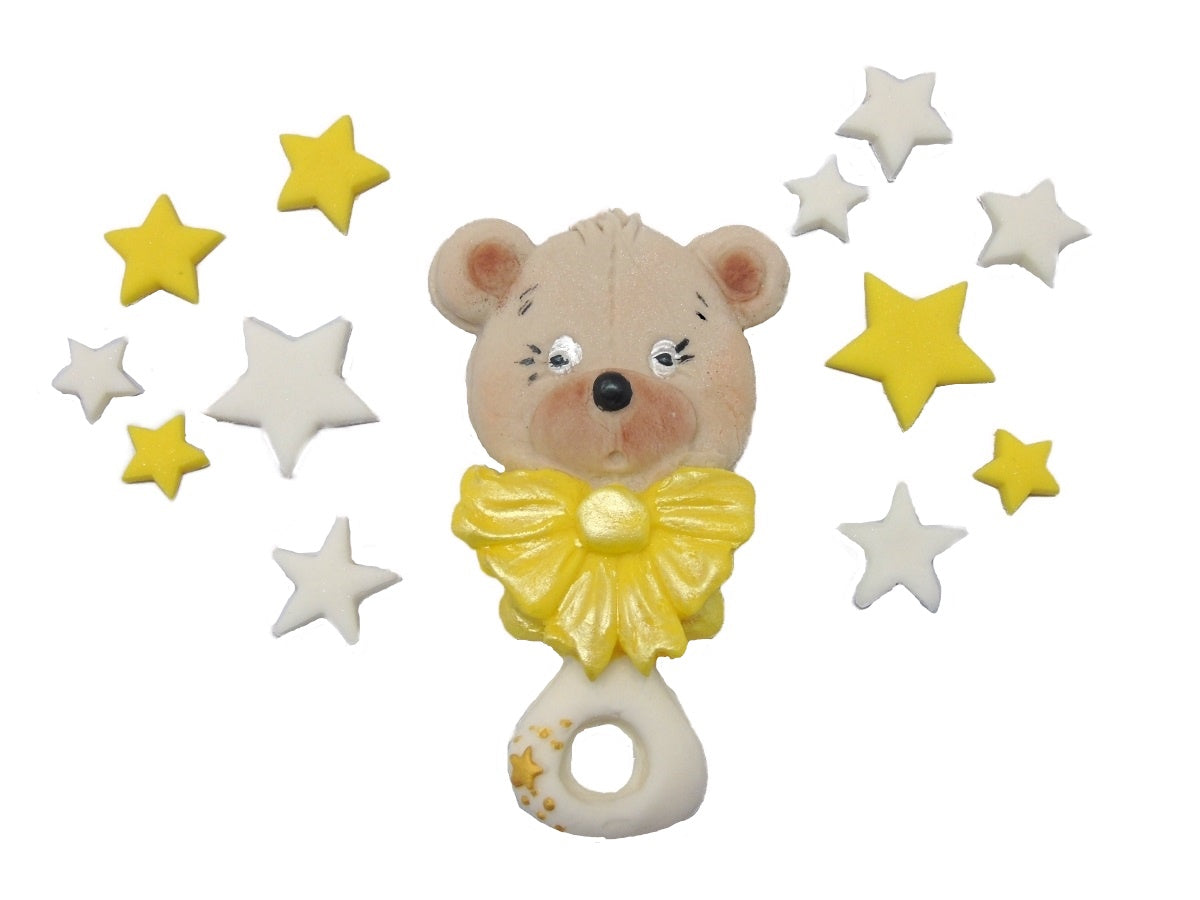Lovely Edible Bear Rattle Vegan Cake Topper Decoration