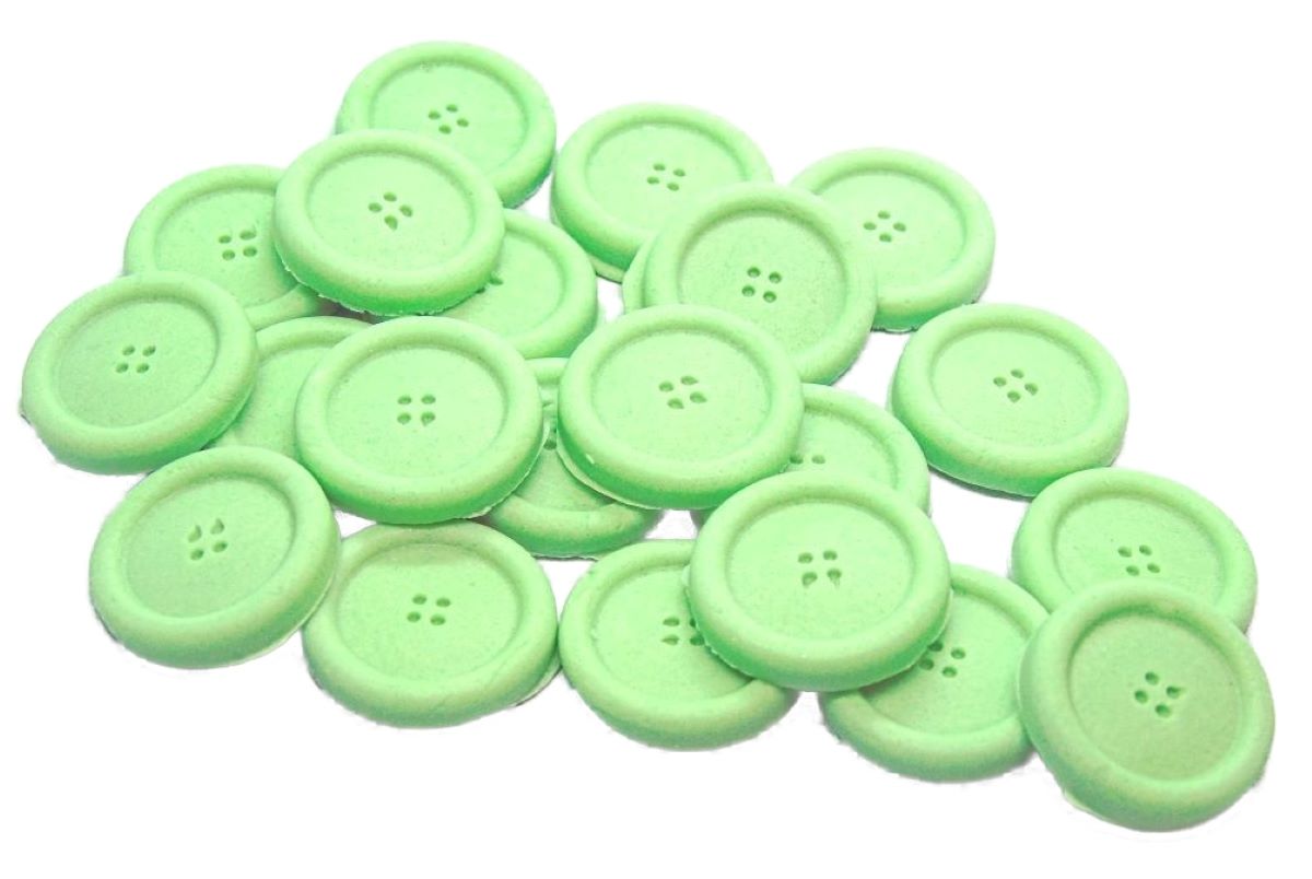 Pack 18 Green Round Vegan Buttons Cupcake Toppers Cake Decorations
