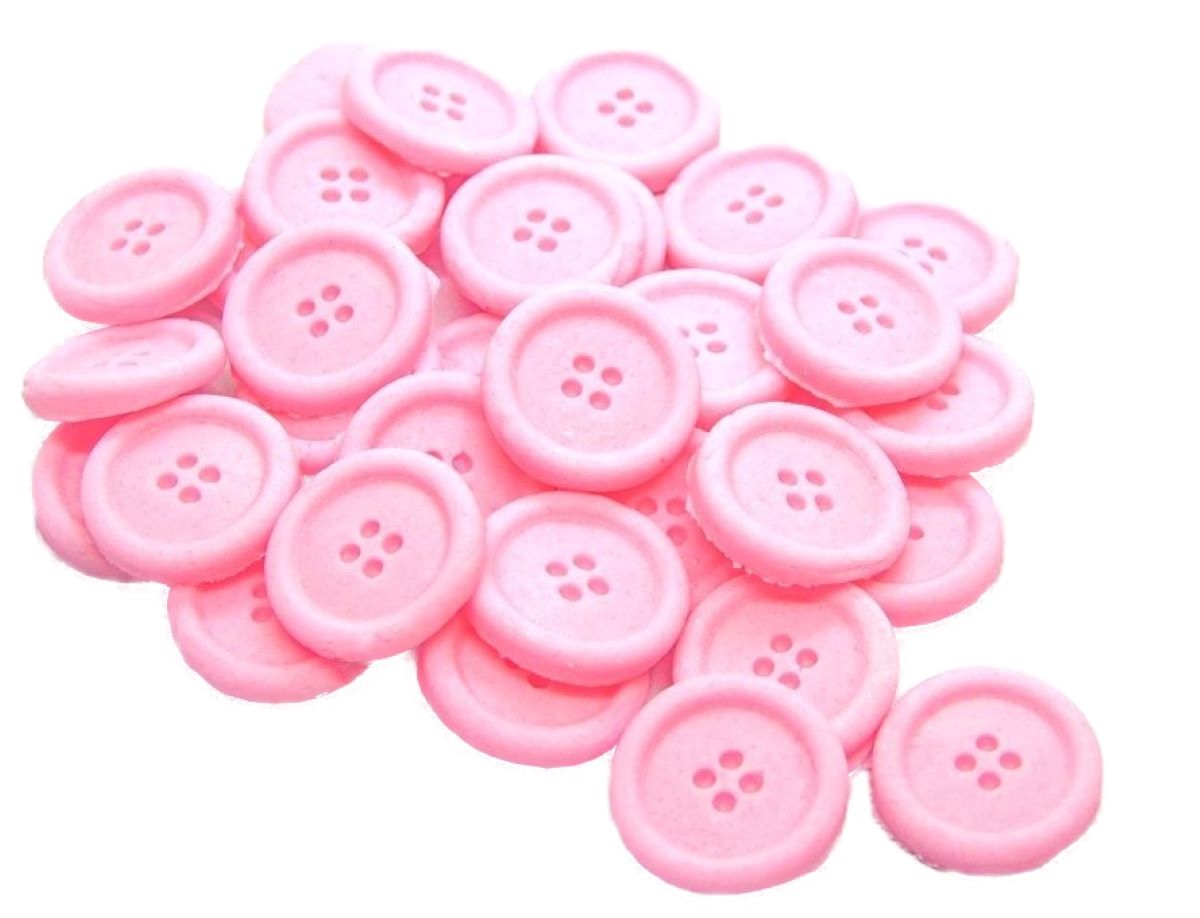 Pack 30 Pink Coloured Buttons Vegan Cupcake Toppers Cake Decorations