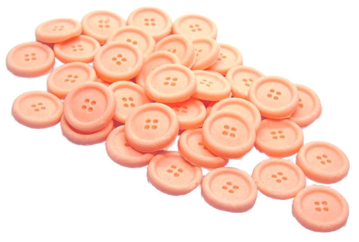 Pack 30 Peach Coloured Buttons Vegan Cupcake Toppers Cake Decorations