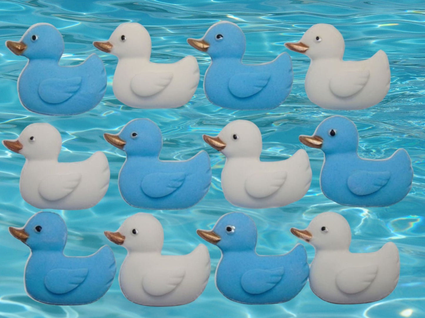 12 Handmade Baby Shower Ducks Edible Cake Cupcake Toppers