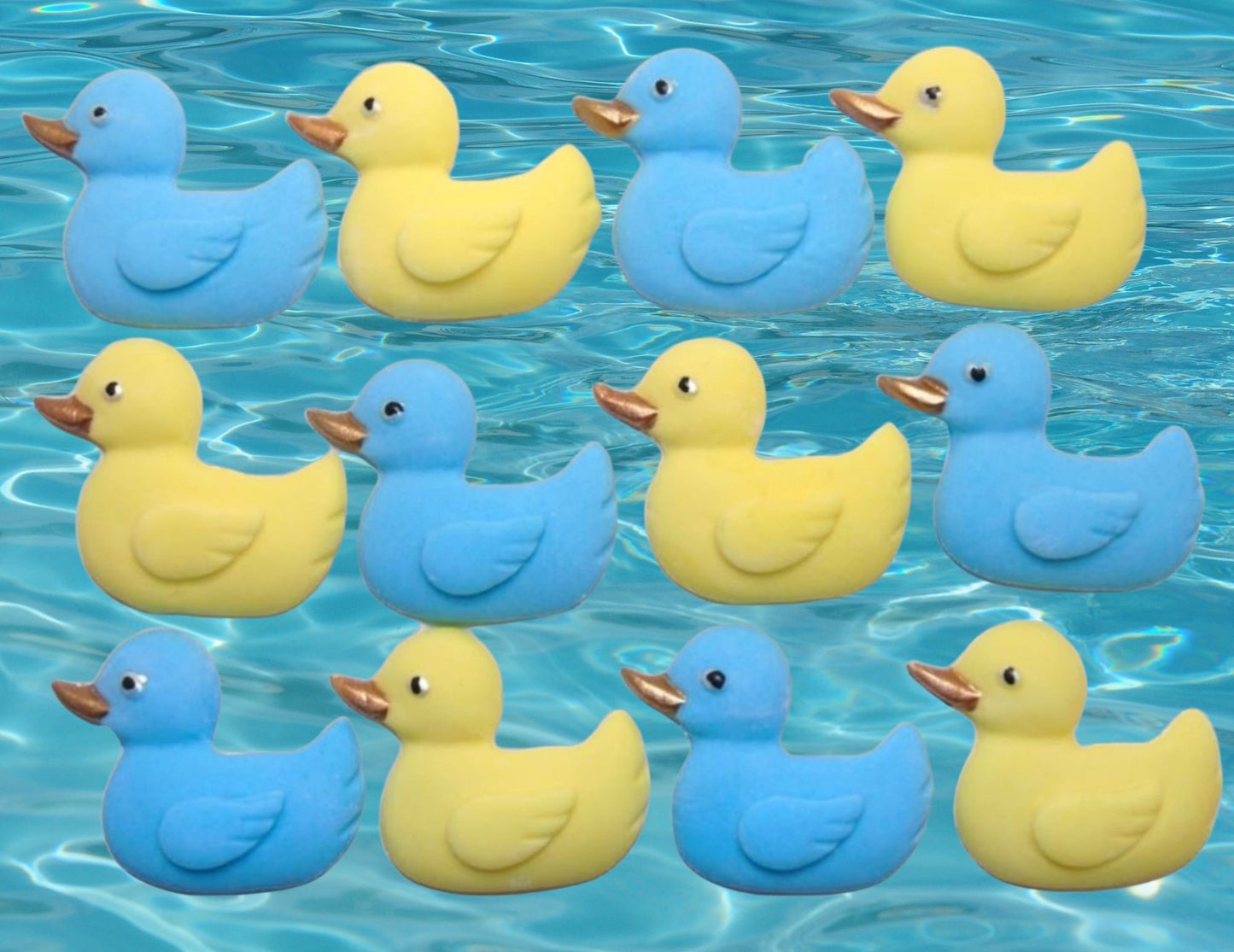 12 Handmade Baby Shower Ducks Edible Cake Cupcake Toppers