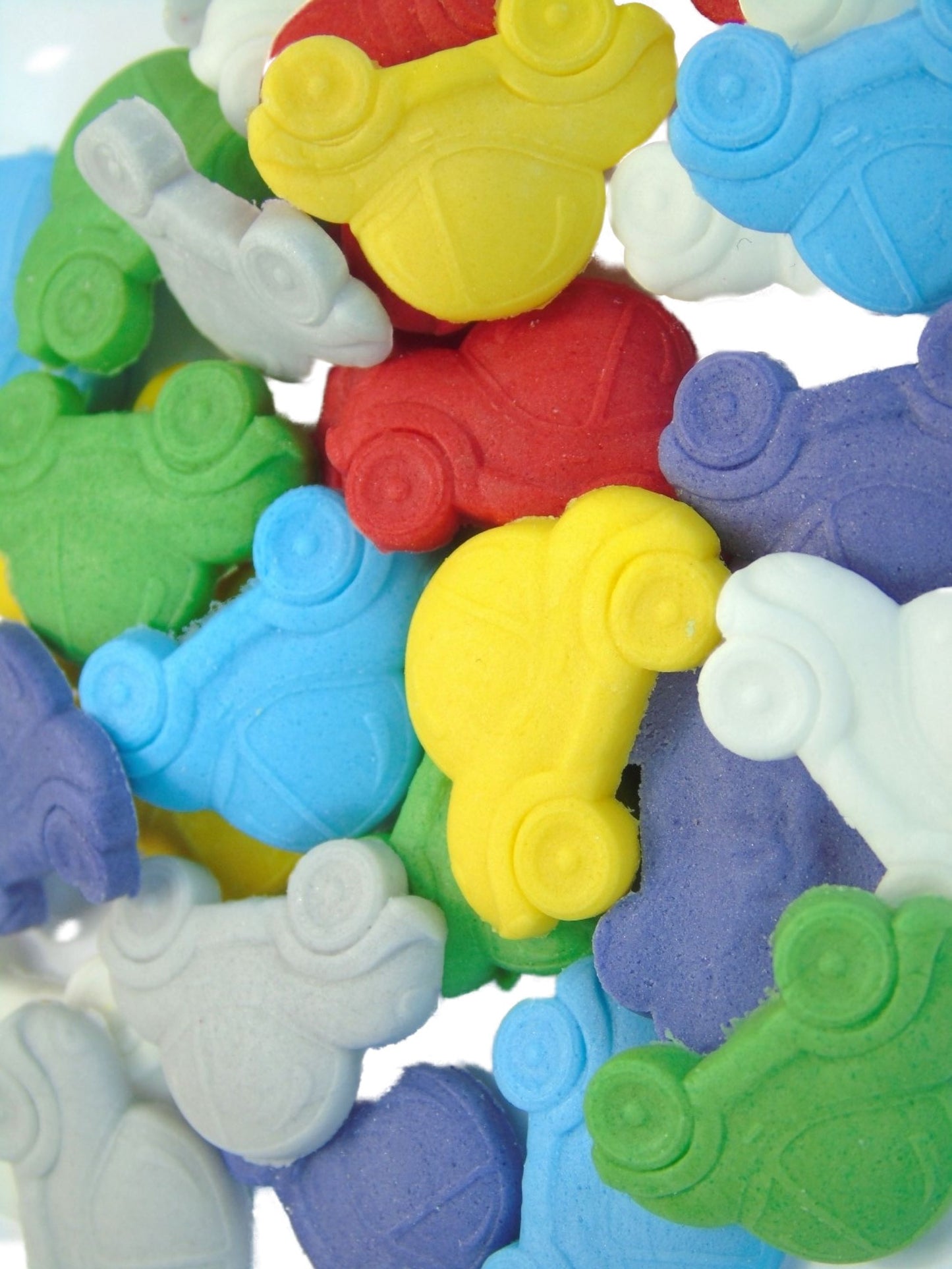 24 Novelty Coloured Car Confetti Vegan Cupcake Toppers Cake Decorations