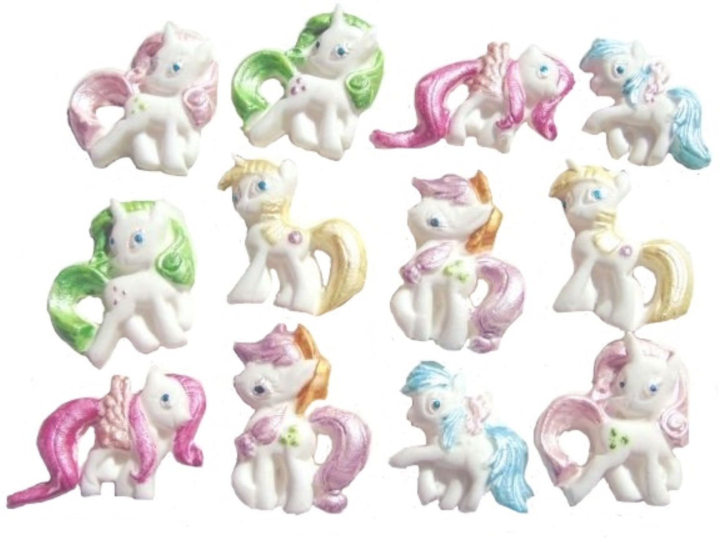 Small white Painted Ponies Birthday Celebration Vegan Cupcake Toppers