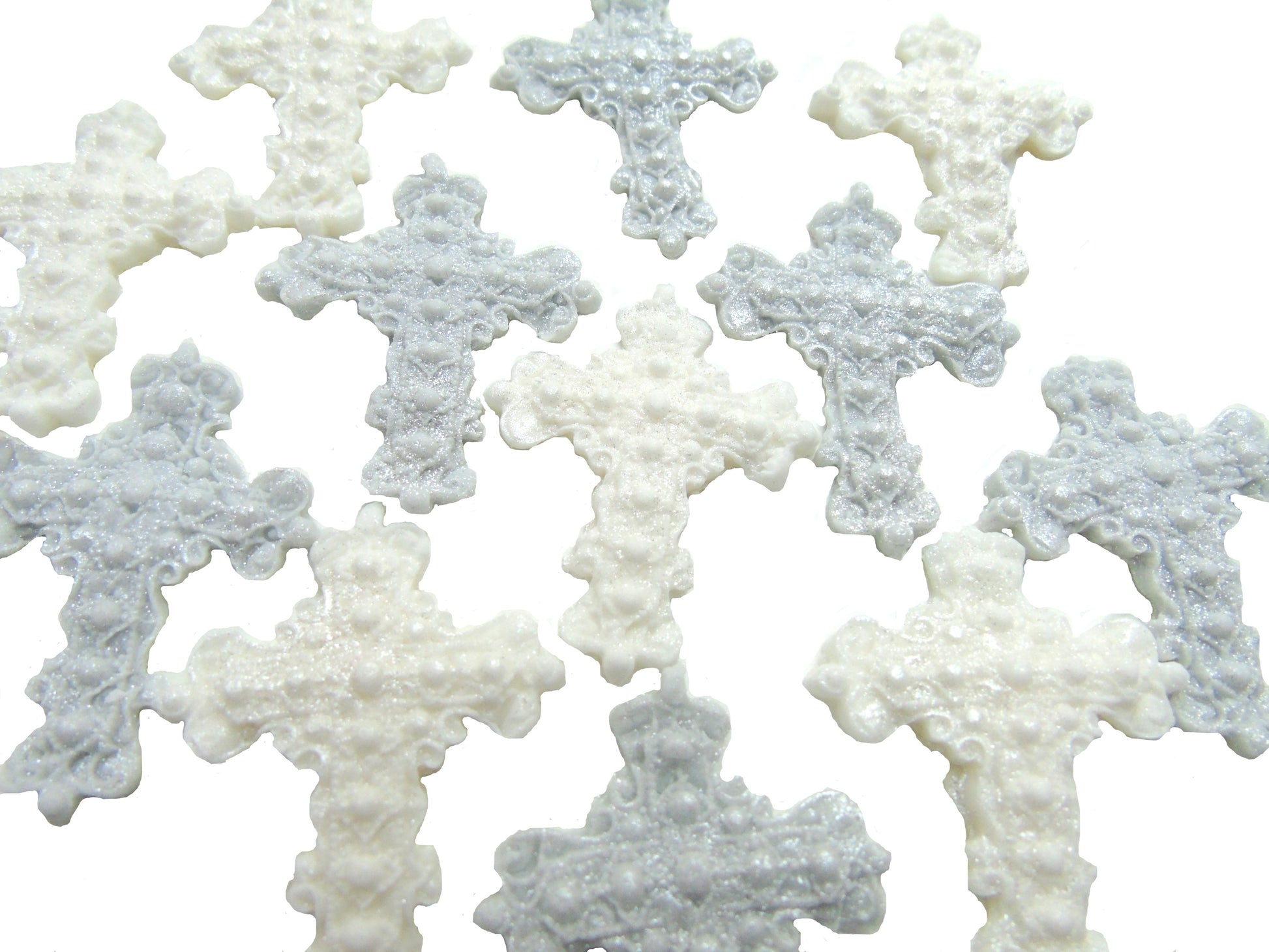 12 Glittered Crosses Vegan Dairy & Gluten Cupcake Cake Toppers