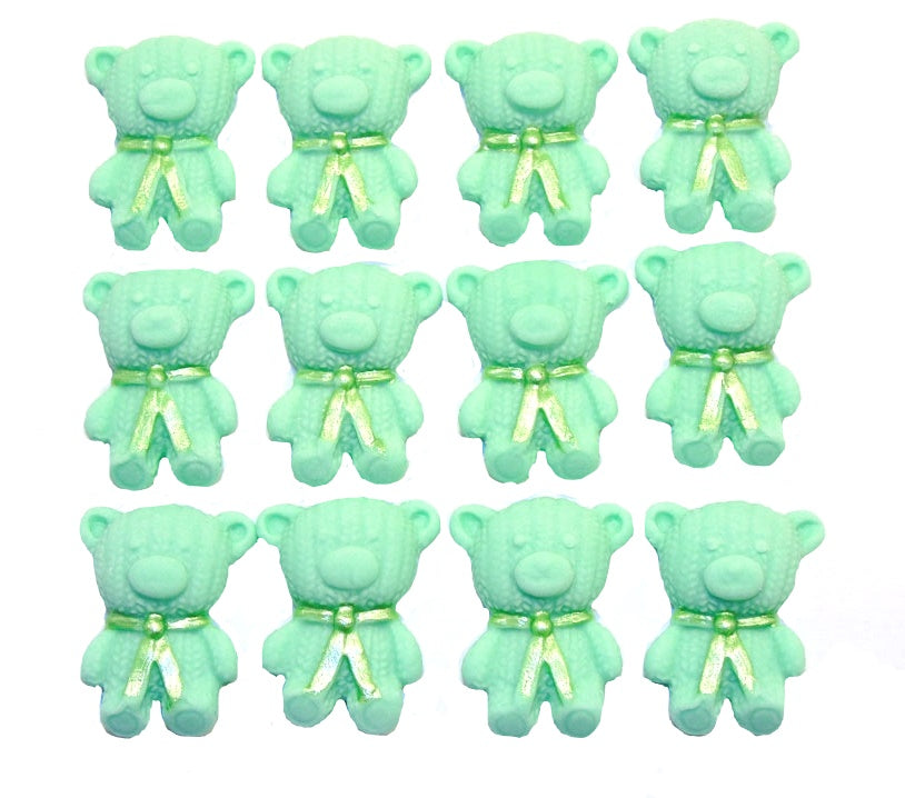 12 Cute Green Vegan Teddies edible Cupcake Toppers