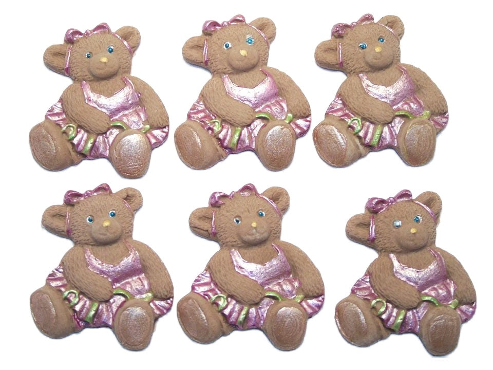Cute Baby Girl Teddies Vegan Birthday Cupcake Toppers