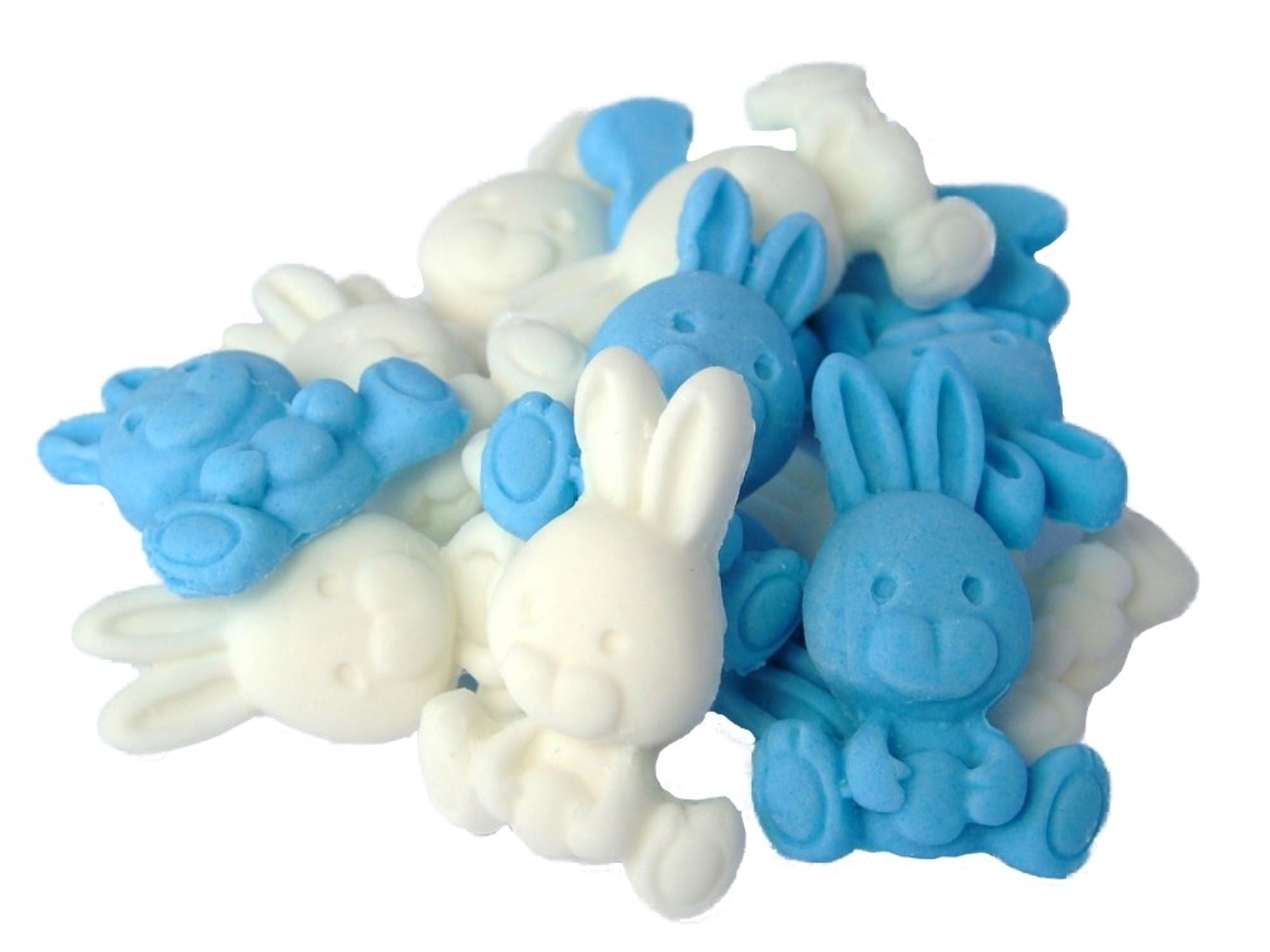 Set 12 Blue & White Mix Rabbit edible cupcake toppers