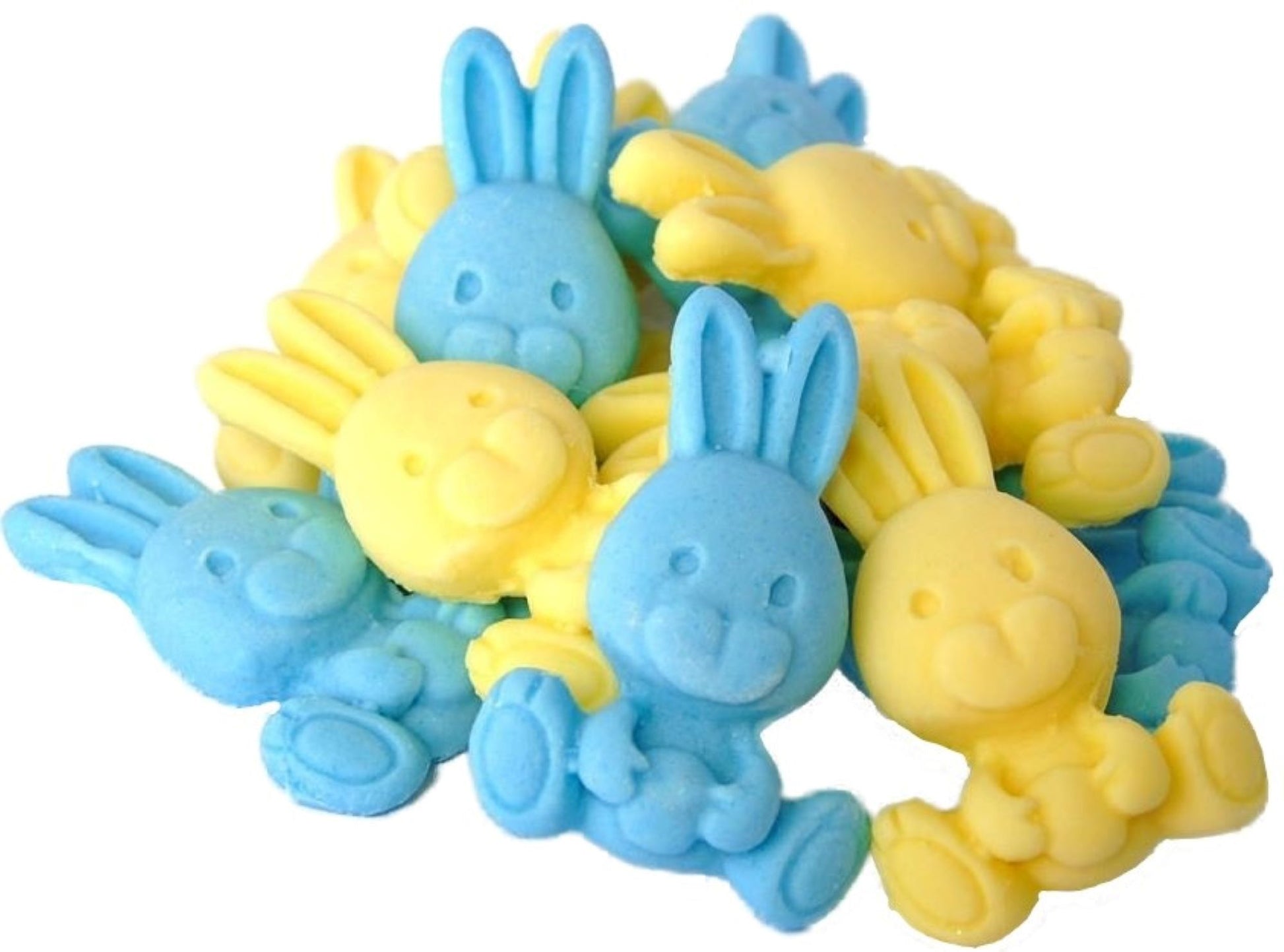 Set 12 Blue & Yellow mix of Rabbit edible cupcake toppers
