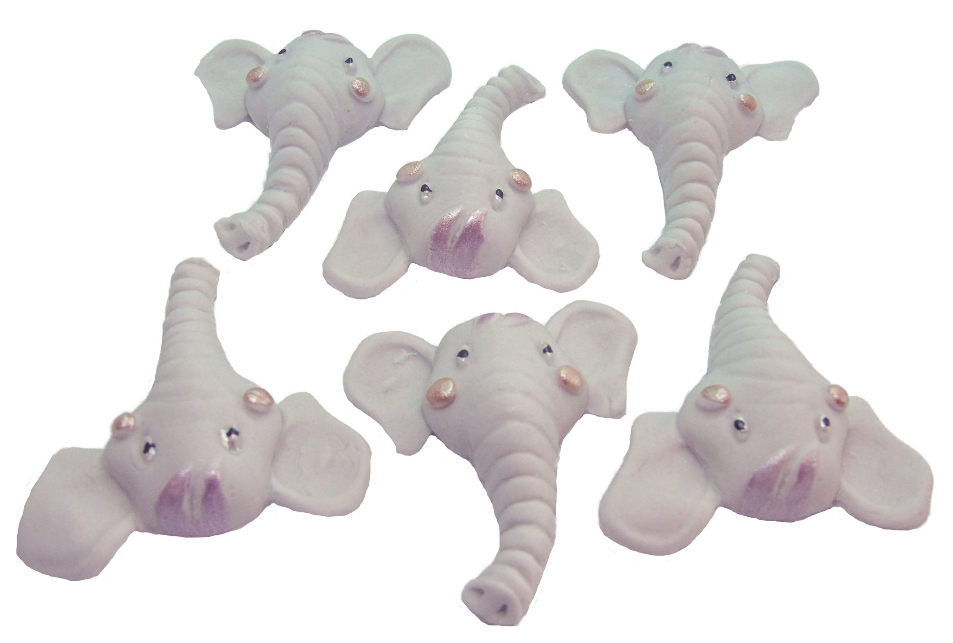 12 Pink Hair  Elephants Faces Birthday or Baby Shower Cupcake Toppers